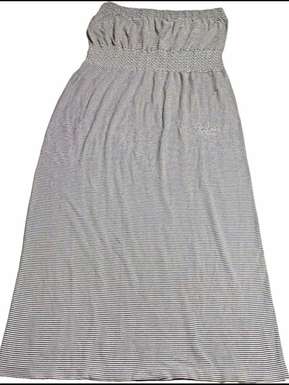 Striped Blue and White Smocked Waist Maxi Skirt Size 1XL/2XL